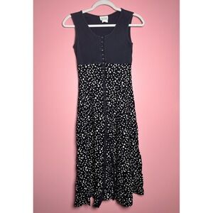 Moda International Midi Dress Womens 2 Black 90s Floral Mixed Media Whimsygoth